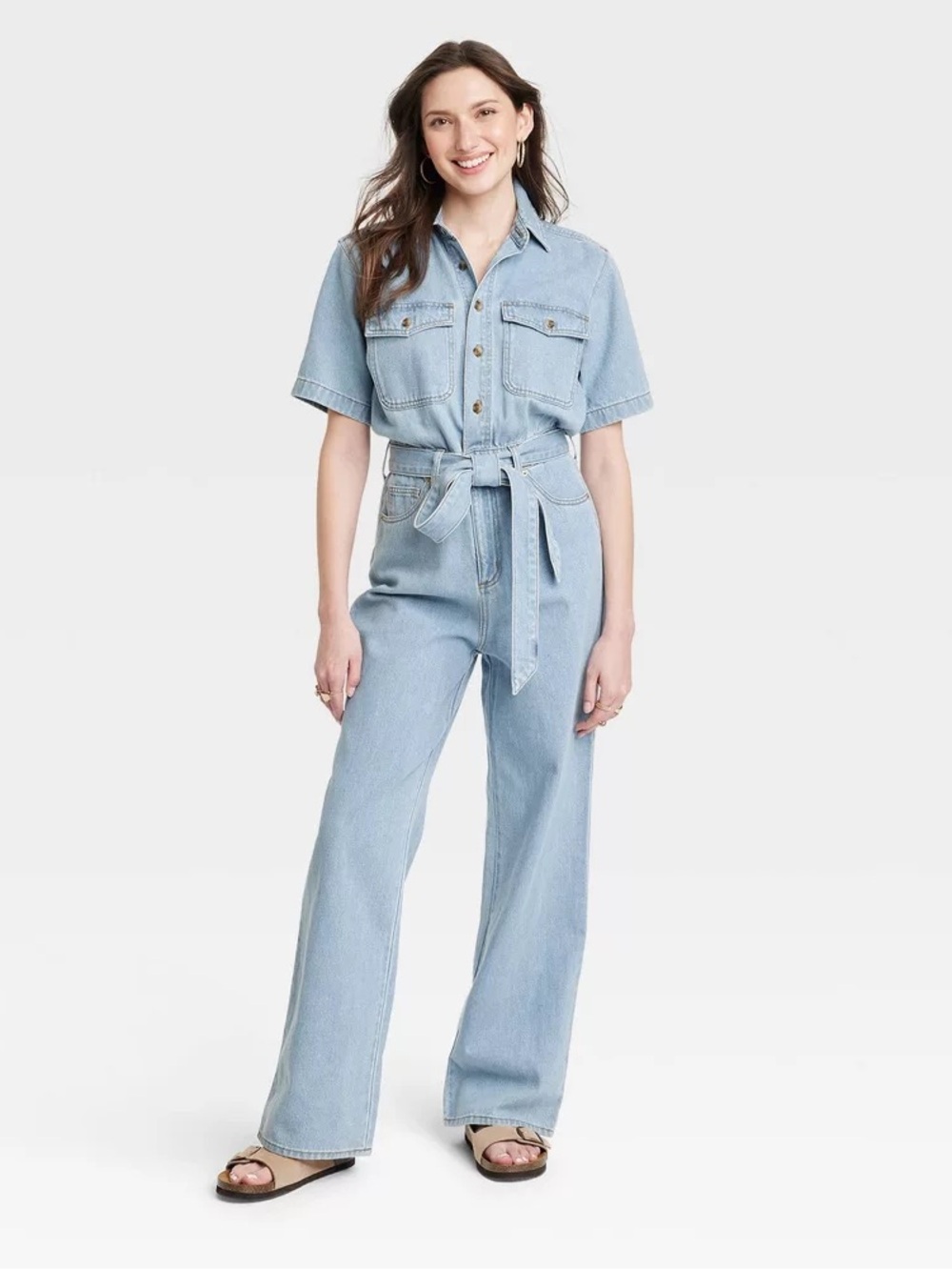 Target Universal Thread Women’s Short sleeve Denim Jumpsuit Size 8 New with tag